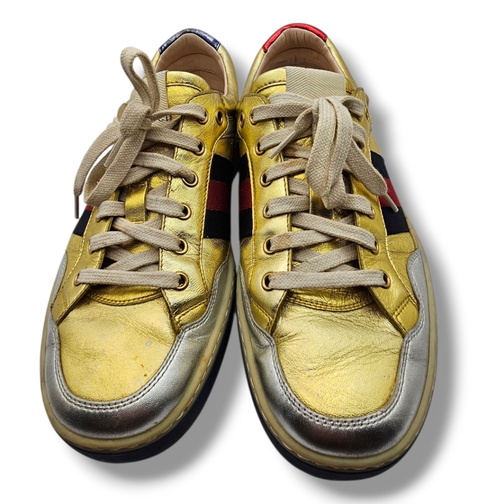 Gucci Gold and Silver Men's Sneakers